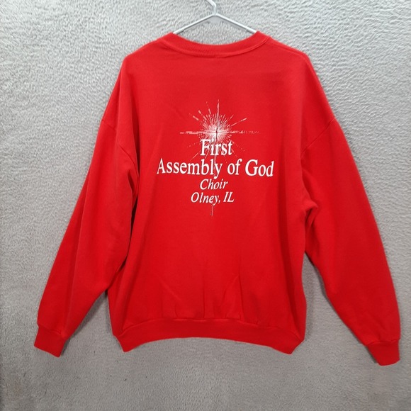 Vintage Jesus Sweatshirt Adult Extra Large Red Crewneck Religious 1990s Y2K - Picture 2 of 6